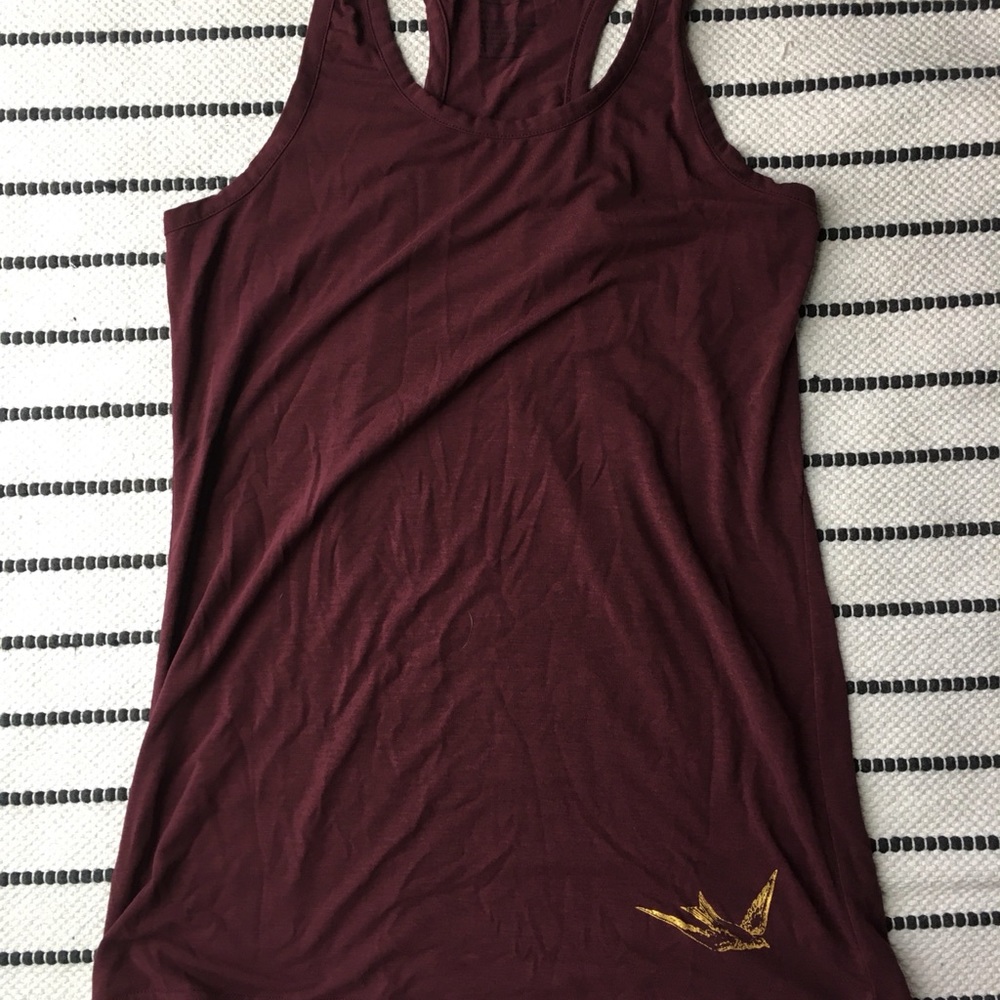Oiselle racerback tank top gold bird detail sizeXL